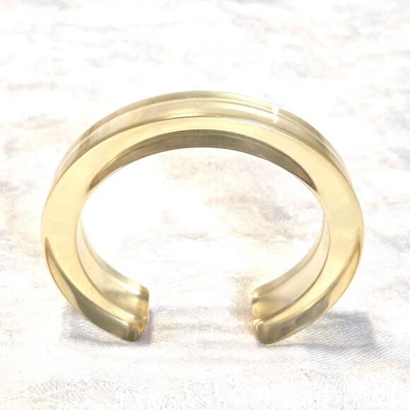 Mid Century Golden Amber Translucent Acrylic Chunky Bangle Vintage Retro 1950s - Picture 6 of 6